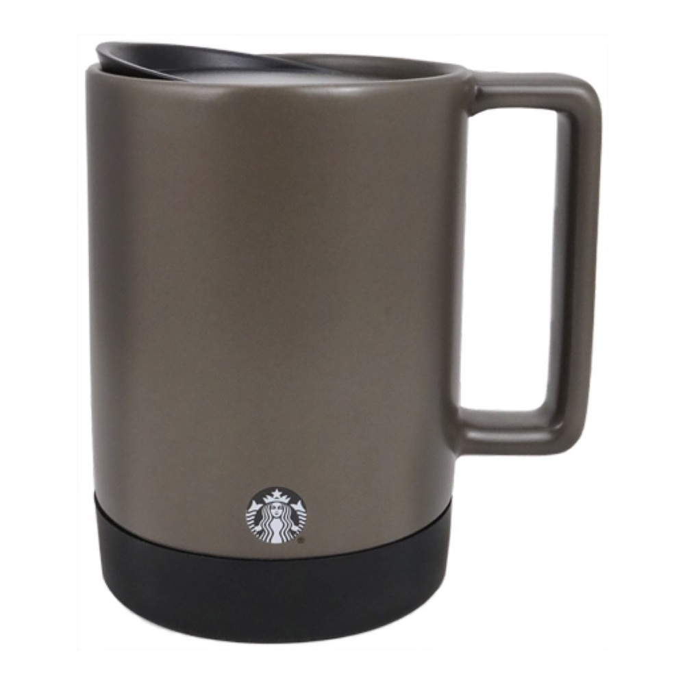 🆕 Starbucks Gray Non Slip Ceramic Mug with Lid